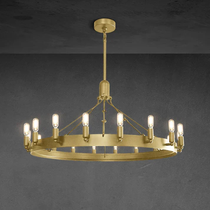 Caminy Vintage Filament Round Chandelier 26" - JutuLight