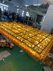 Chiara Glass Tiered Rectangular Chandelier 74" - JutuLight