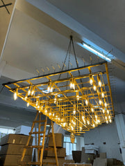 Chiara Glass Tiered Rectangular Chandelier 74" - JutuLight