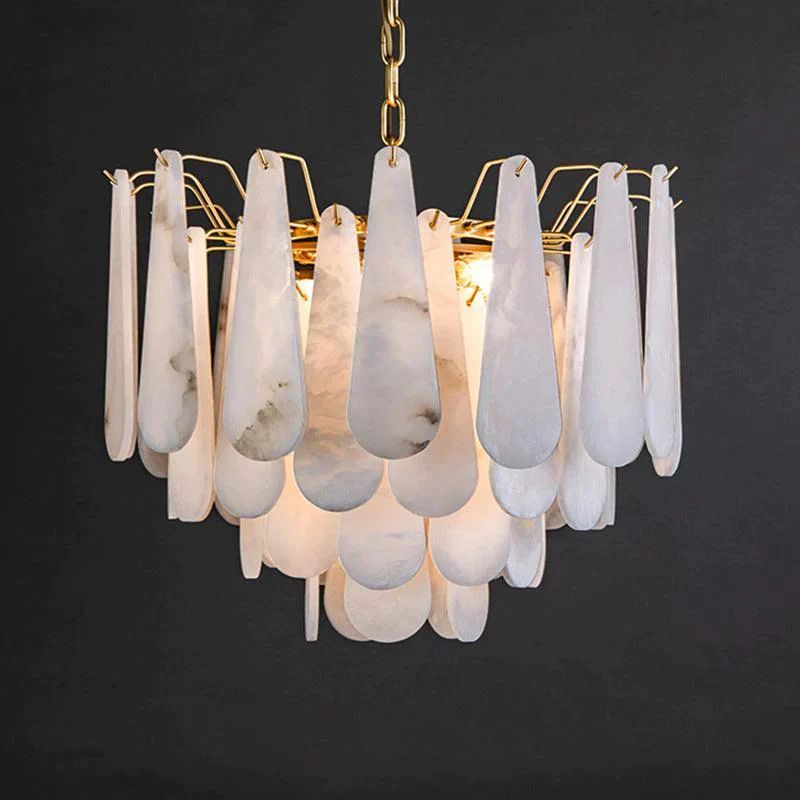 Alabaster Feathery Chandelier - JutuLight