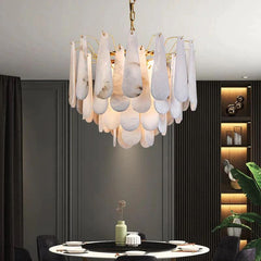 Alabaster Feathery Chandelier - JutuLight