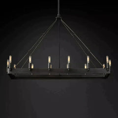 Caminy Vintage Filament Rectangular Chandelier - JutuLight