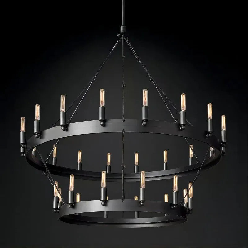 Caminy Vintage Filament 2-Tier Chandelier - JutuLight