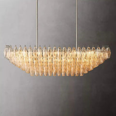 Chiara Glass Multi-Tier Rectangular Chandelier 54"W - JutuLight