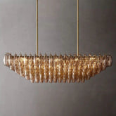 Chiara Glass Multi-Tier Rectangular Chandelier 54"W - JutuLight