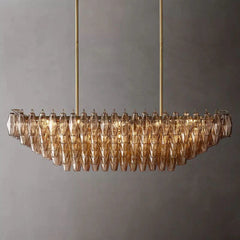 Chiara Glass Multi-Tier Rectangular Chandelier 54"W - JutuLight