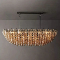 Chiara Glass Multi-Tier Rectangular Chandelier 54"W - JutuLight