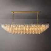 Chiara Glass Tiered Rectangular Chandelier 74" - JutuLight