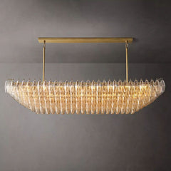 Chiara Glass Tiered Rectangular Chandelier 74" - JutuLight