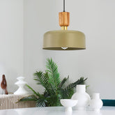 Modern Wood and Brass Adjustable Metal Chandelier