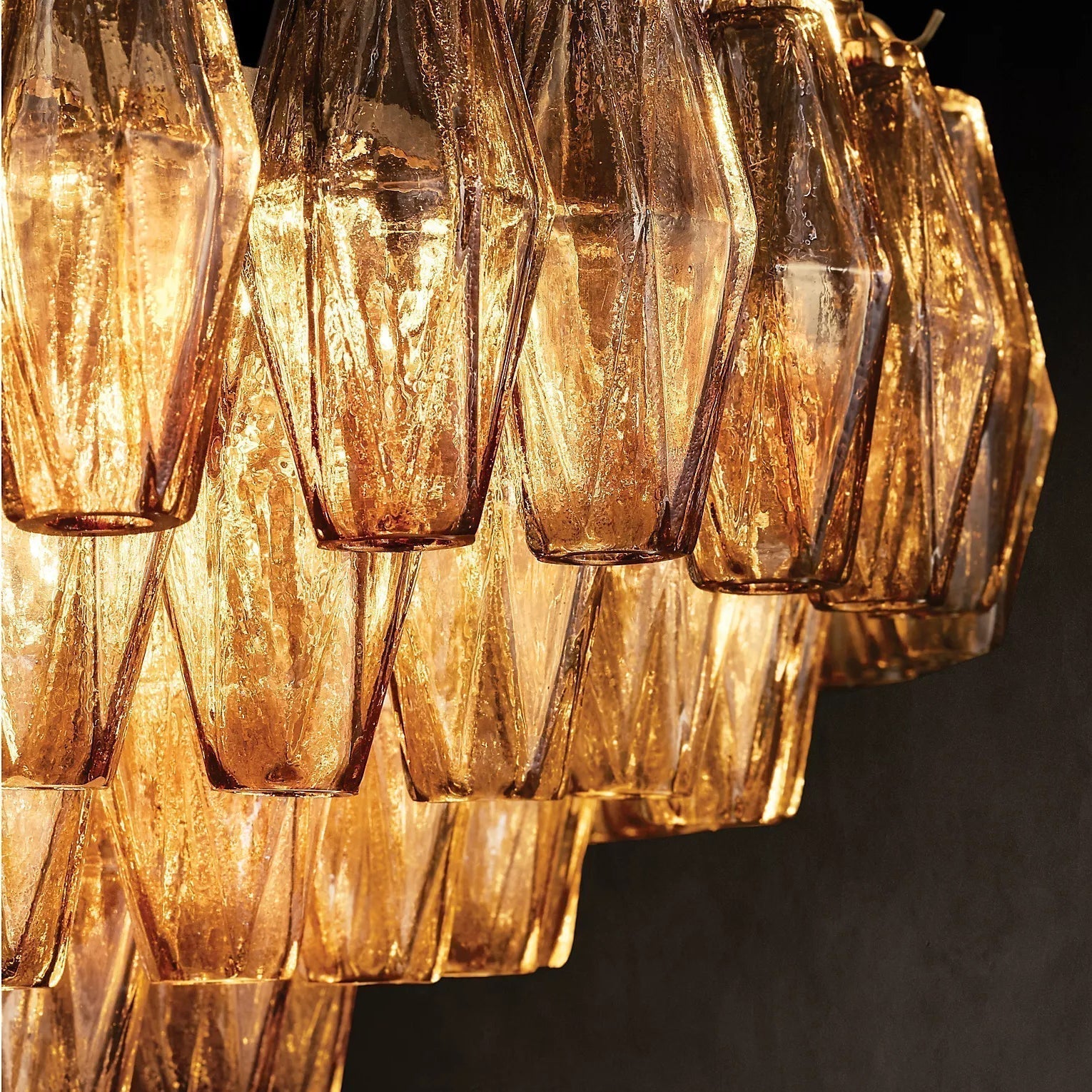 Chiara Glass Multi-Tier Square Chandelier 32"SQ - JutuLight