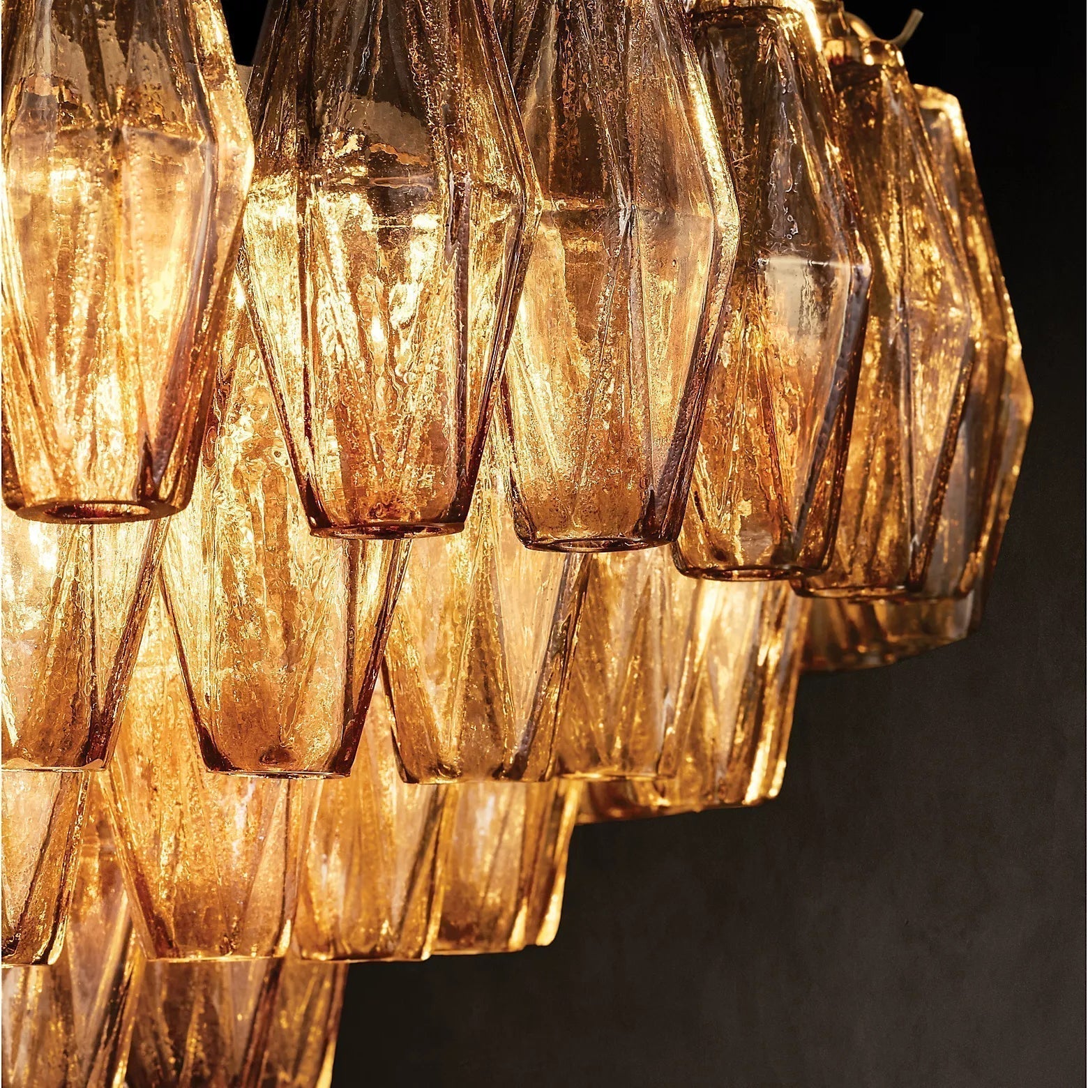 Chiara Glass Multi-Tier Rectangular Chandelier 54"W - JutuLight