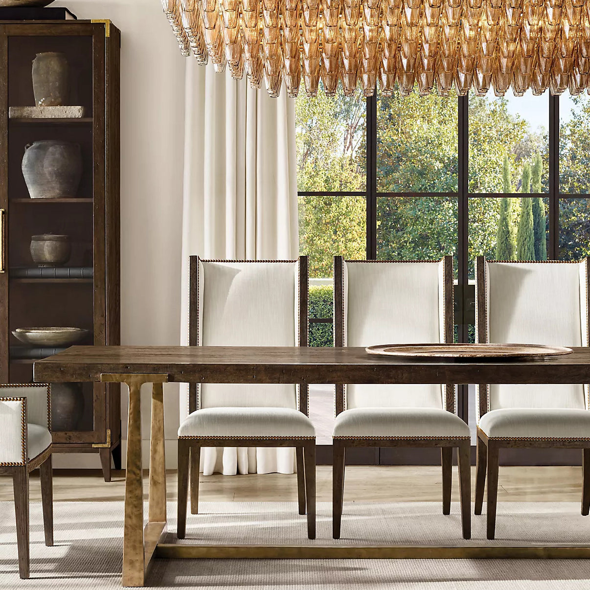 Chiara Glass Multi-Tier Rectangular Chandelier 54"W - JutuLight