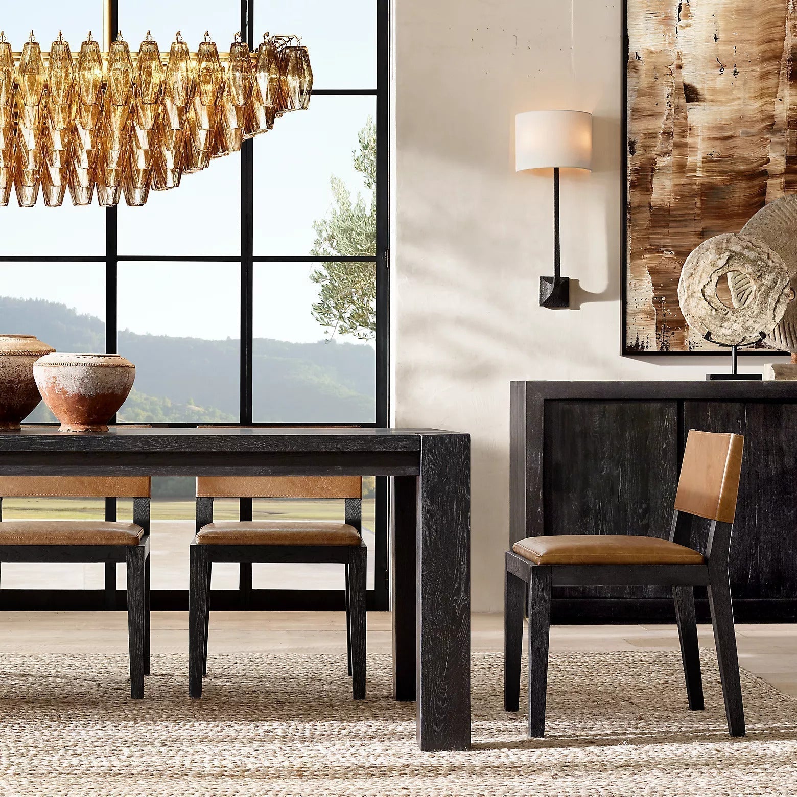 Chiara Glass Multi-Tier Rectangular Chandelier 54"W - JutuLight