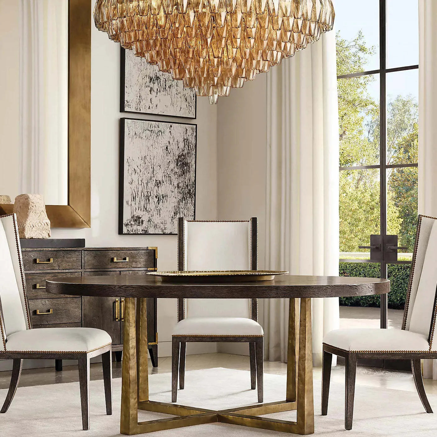 Chiara Glass Multi-Tier Round Chandelier 61" - JutuLight