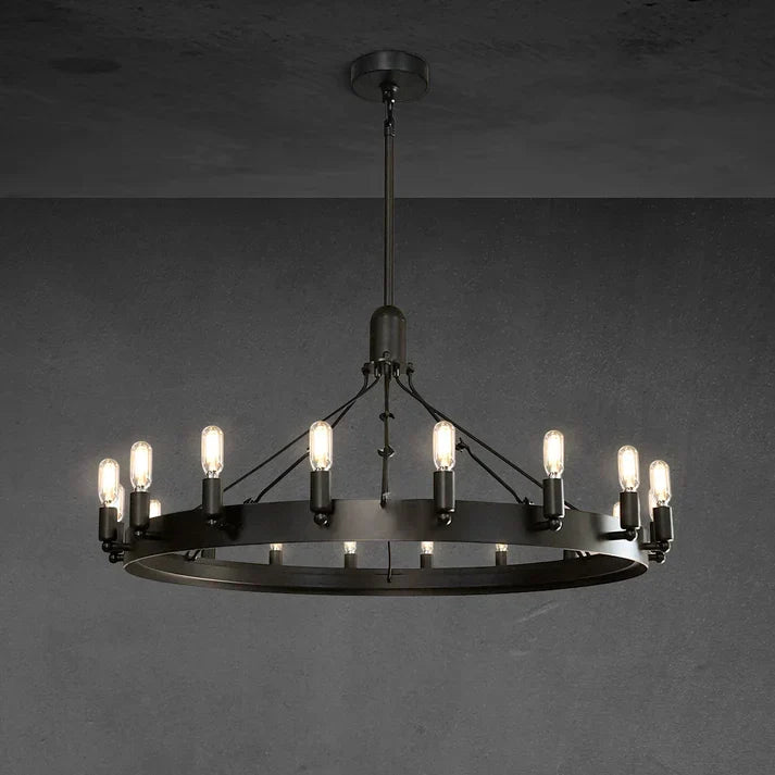 Caminy Vintage Filament Round Chandelier 26" - JutuLight