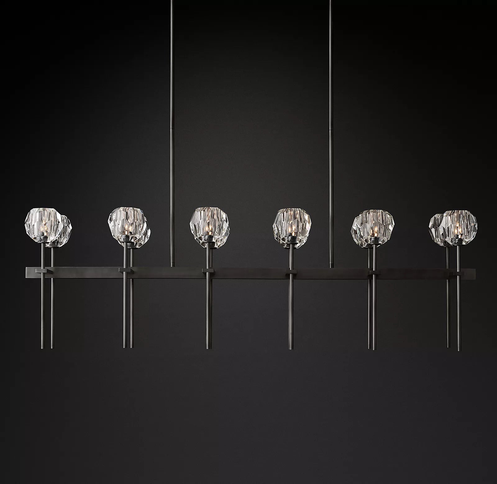 Boule Cristal Double Linear Chandelier 60" - JutuLight