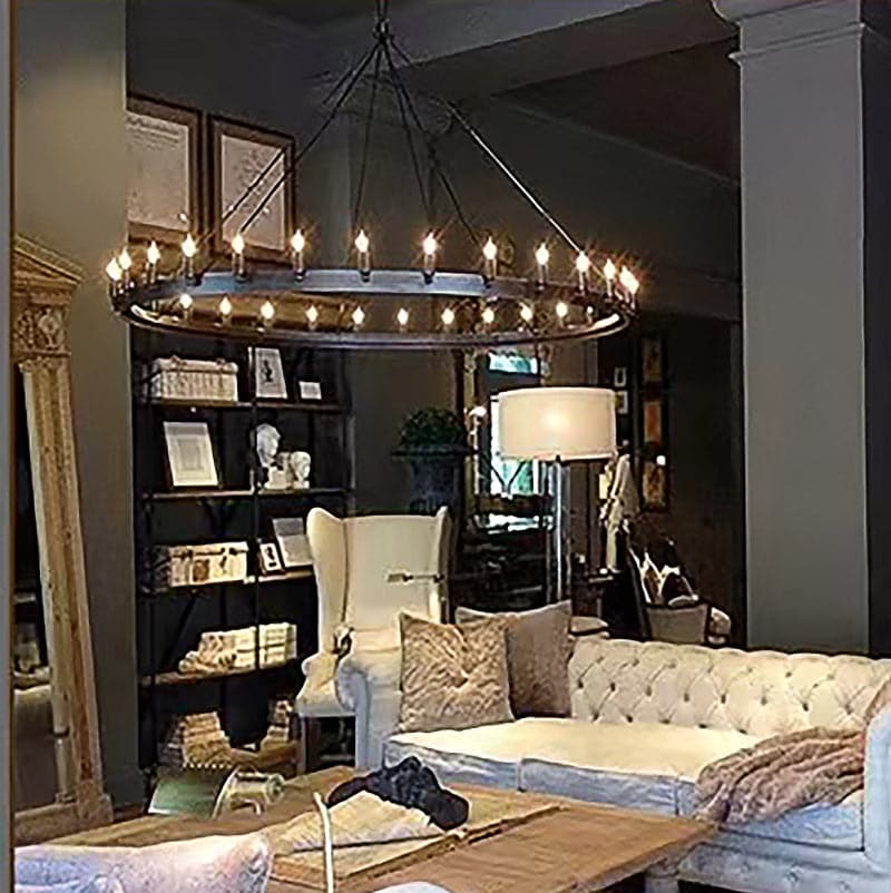 Caminy Vintage Filament Round Chandelier 26" - JutuLight