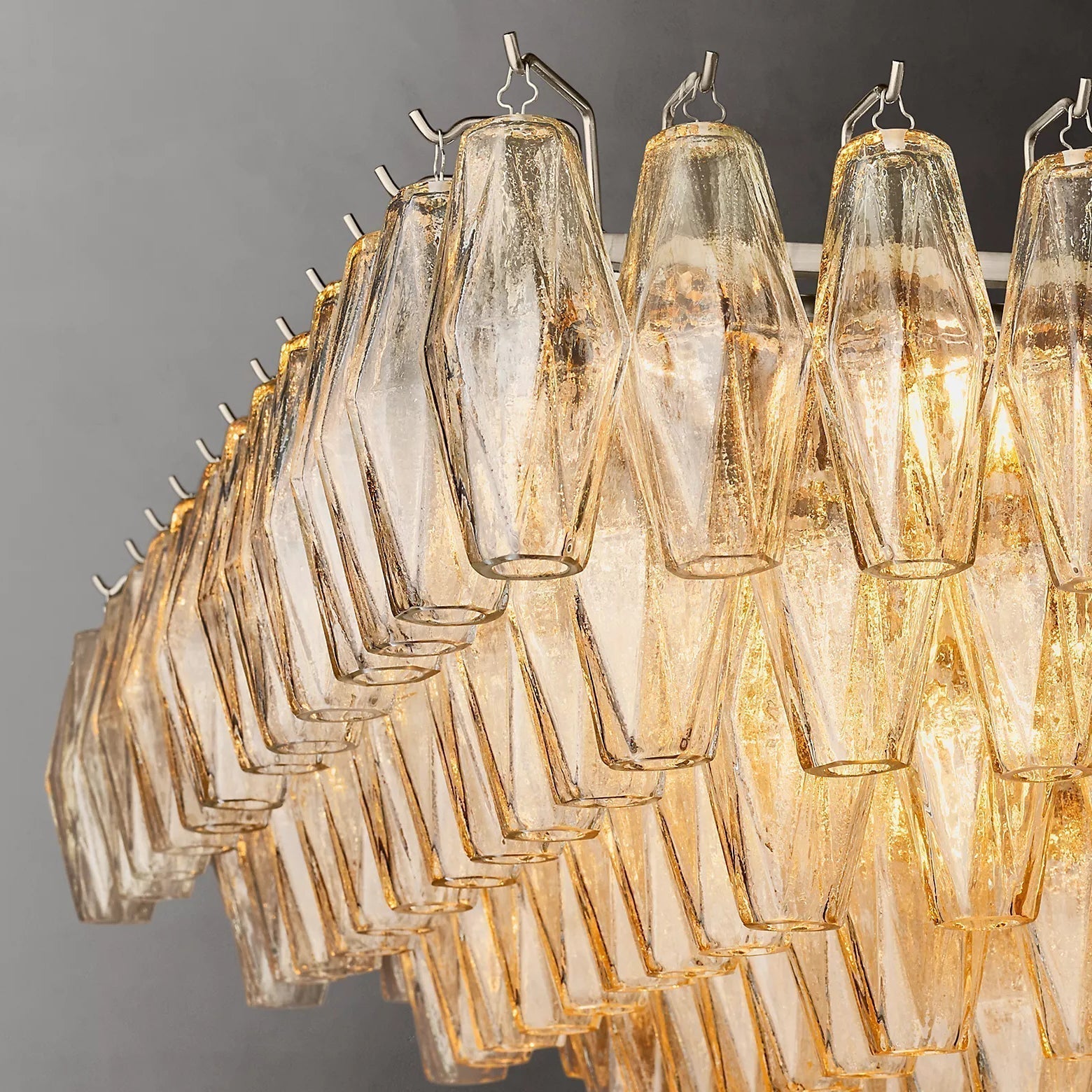 Chiara Glass Multi-Tier Rectangular Chandelier 54"W - JutuLight