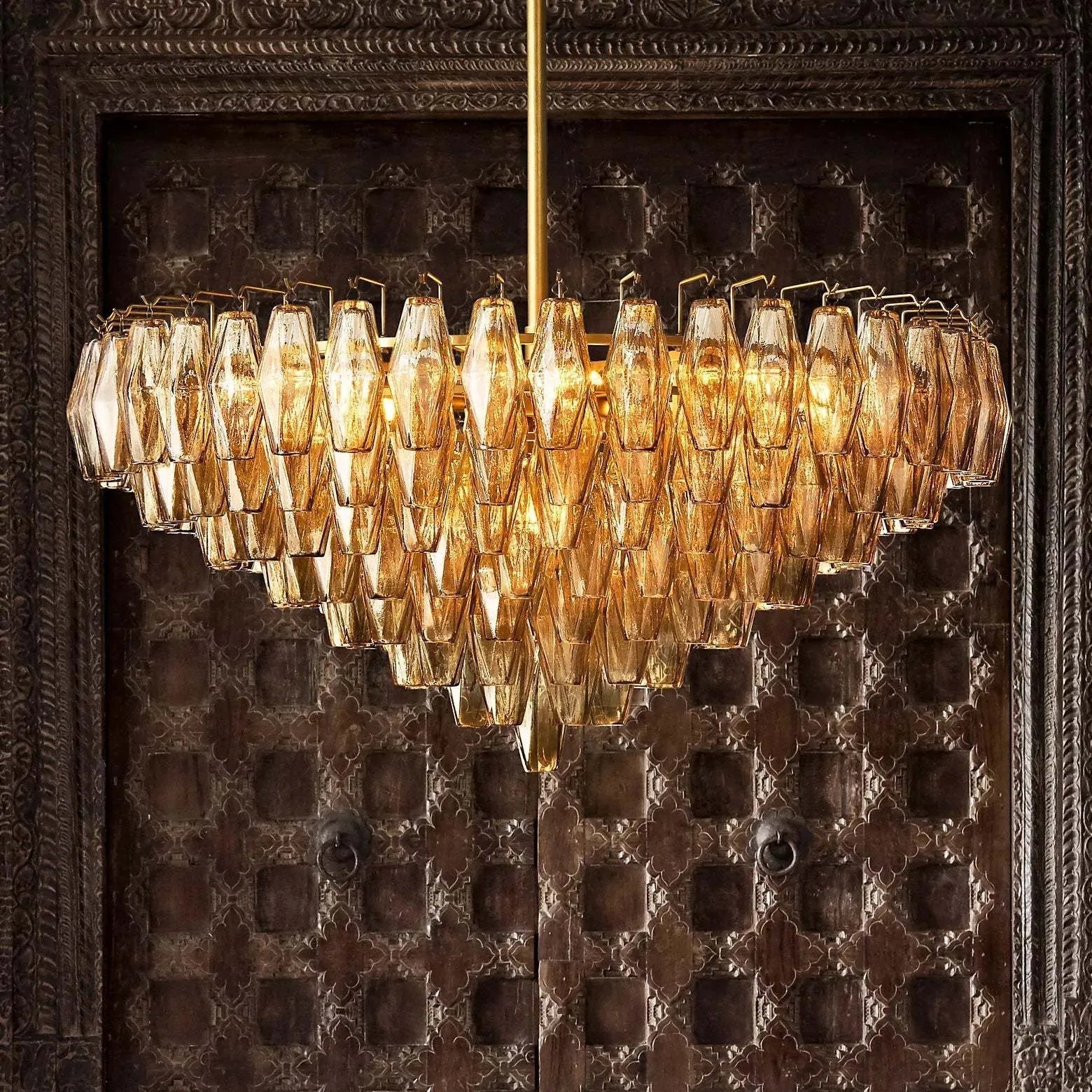 Chiara Glass Multi-Tier Round Chandelier 61" - JutuLight