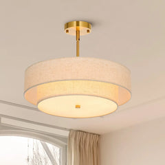 Stylish Drum Living Room Fabric Pendant Light