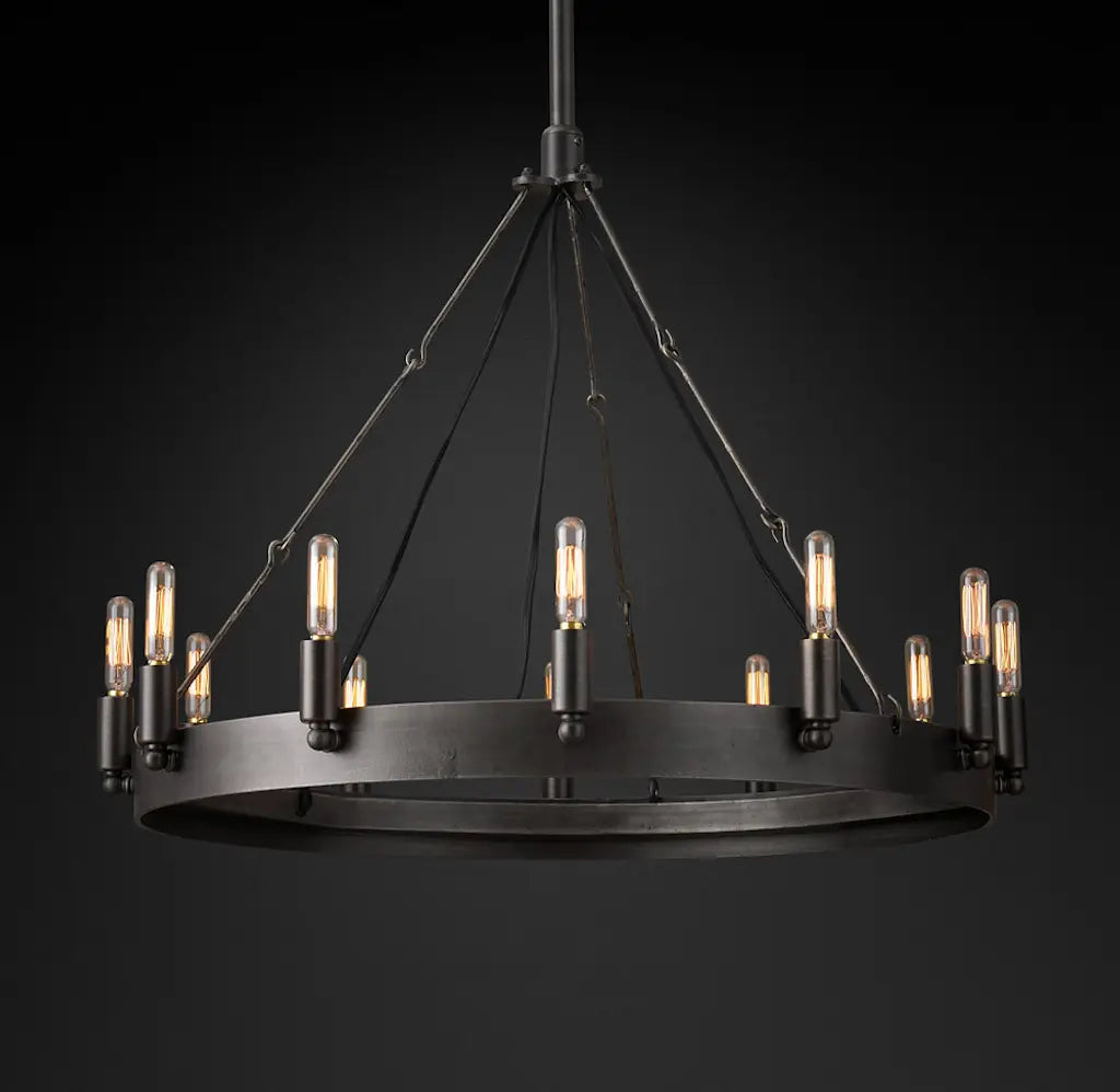 Caminy Vintage Filament Round Chandelier 26" - JutuLight