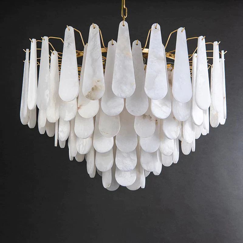 Alabaster Feathery Chandelier - JutuLight