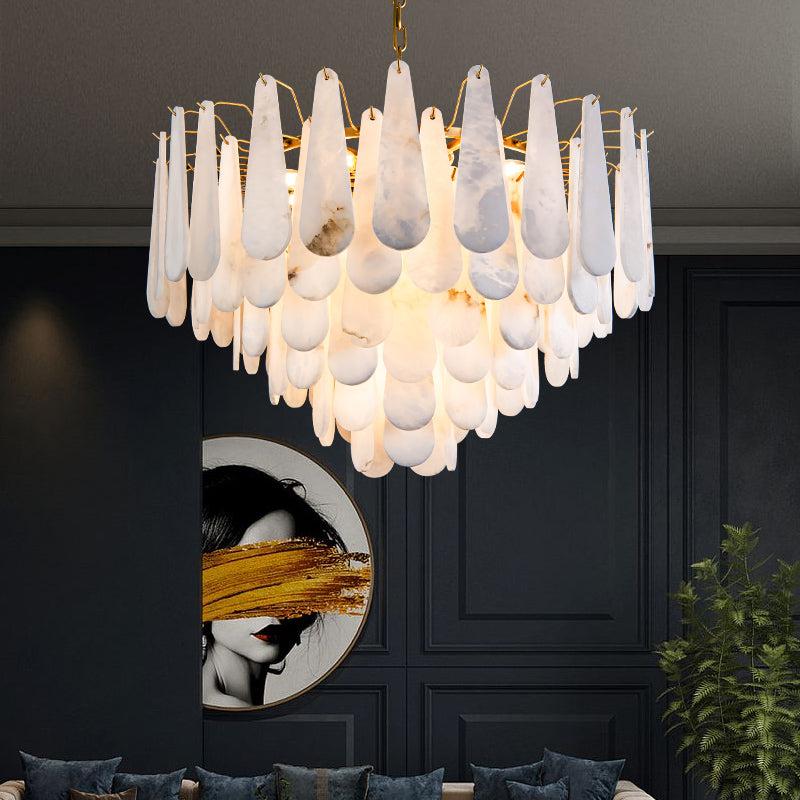 Alabaster Feathery Chandelier - JutuLight
