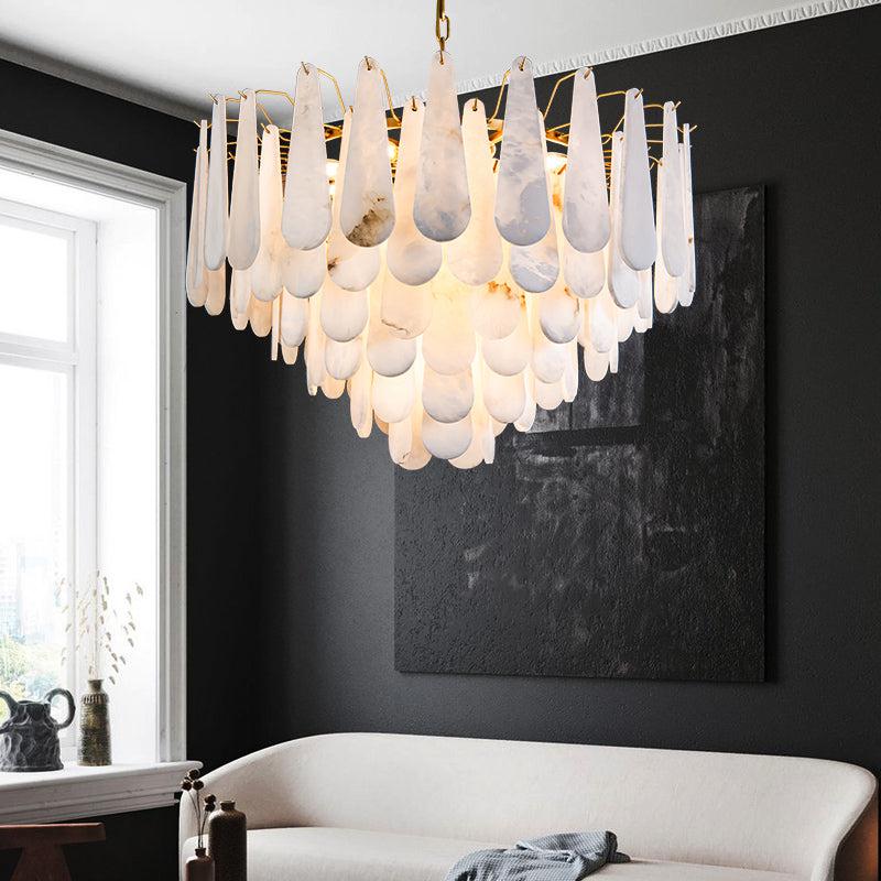 Alabaster Feathery Chandelier - JutuLight
