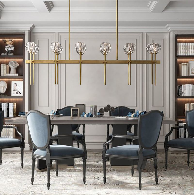 Boule Cristal Double Linear Chandelier 60" - JutuLight