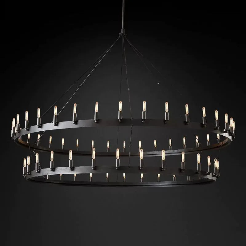 Caminy Vintage Filament 2-Tier Chandelier - JutuLight