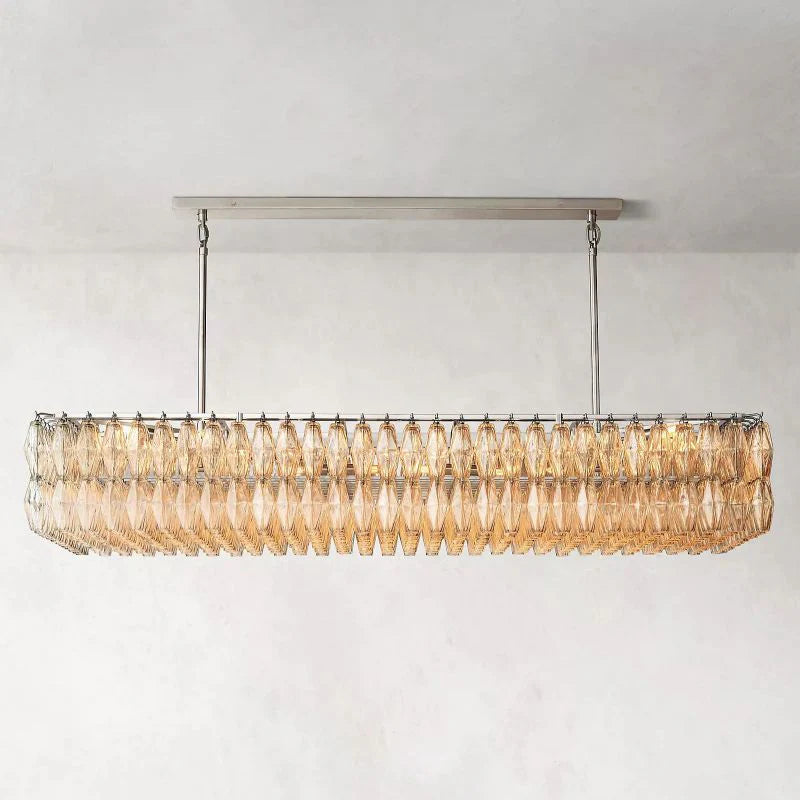 Chiara Clear Glass Rectangular Chandelier 74" - JutuLight