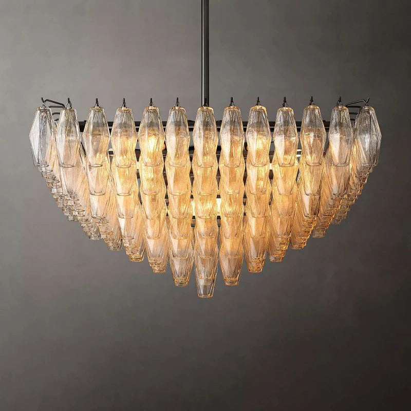 Chiara Glass Multi-Tier Square Chandelier 32"SQ - JutuLight