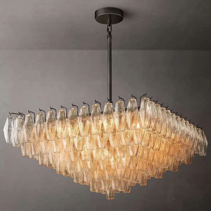 Chiara Glass Multi-Tier Square Chandelier 32"SQ - JutuLight