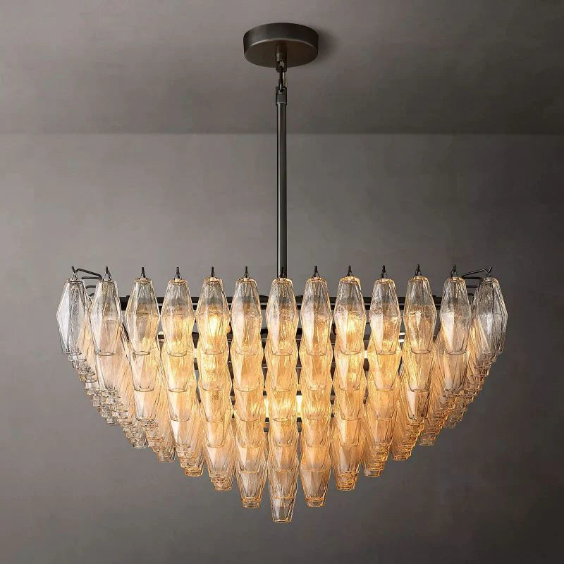 Chiara Glass Multi-Tier Square Chandelier 32"SQ - JutuLight