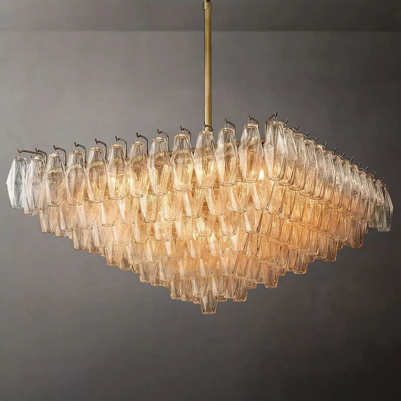 Chiara Glass Multi-Tier Square Chandelier 32"SQ - JutuLight