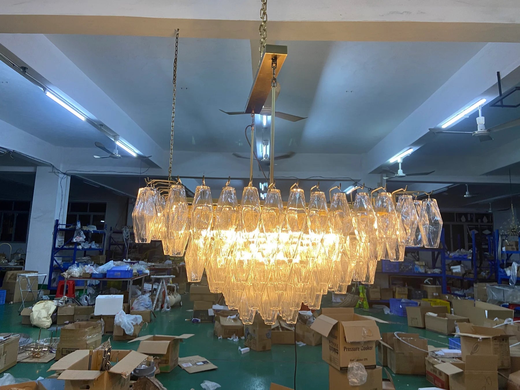 Chiara Glass Multi-Tier Square Chandelier 32"SQ - JutuLight