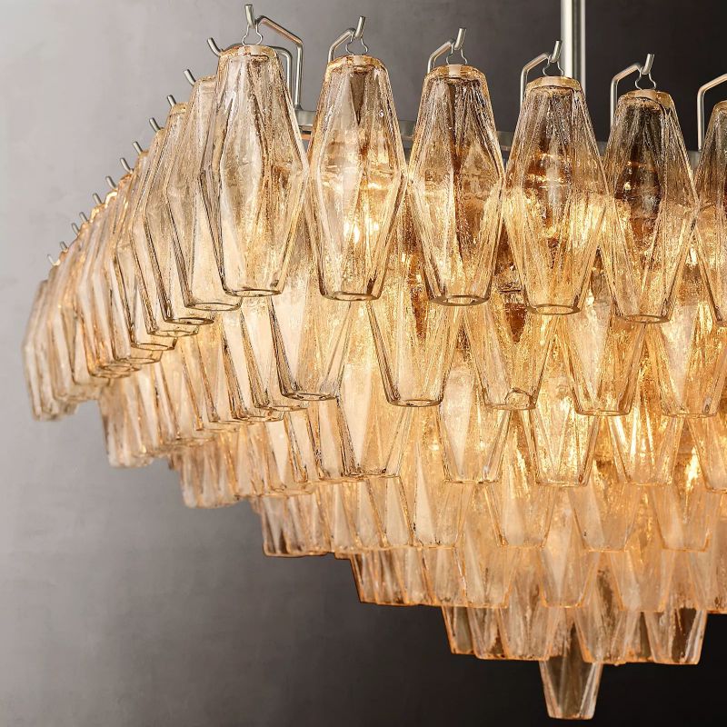 Chiara Glass Multi-Tier Square Chandelier 32"SQ - JutuLight