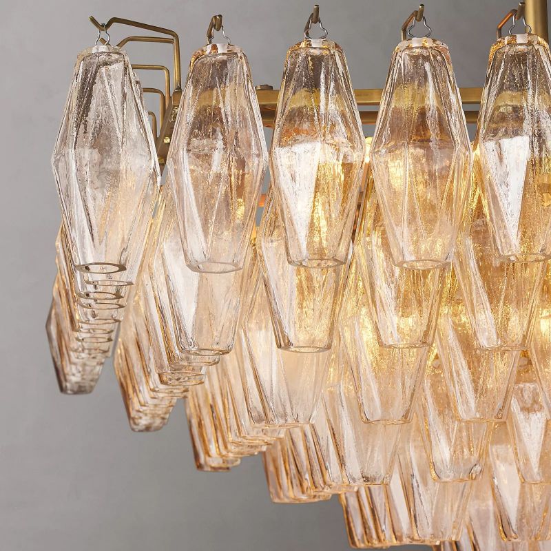 Chiara Glass Multi-Tier Rectangular Chandelier 54"W - JutuLight