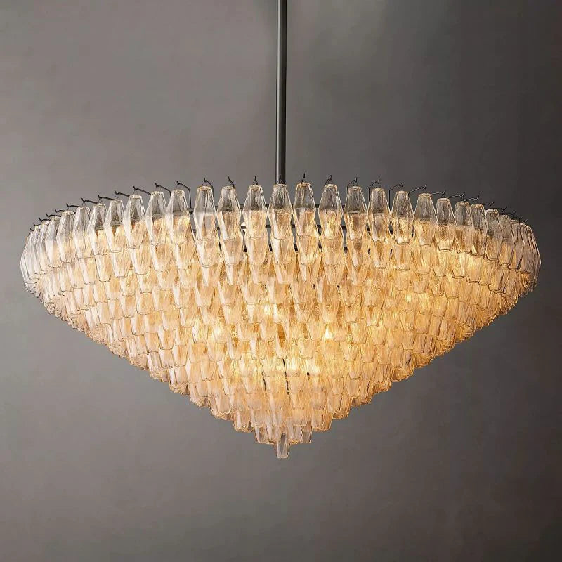 Chiara Glass Multi-Tier Round Chandelier 61" - JutuLight