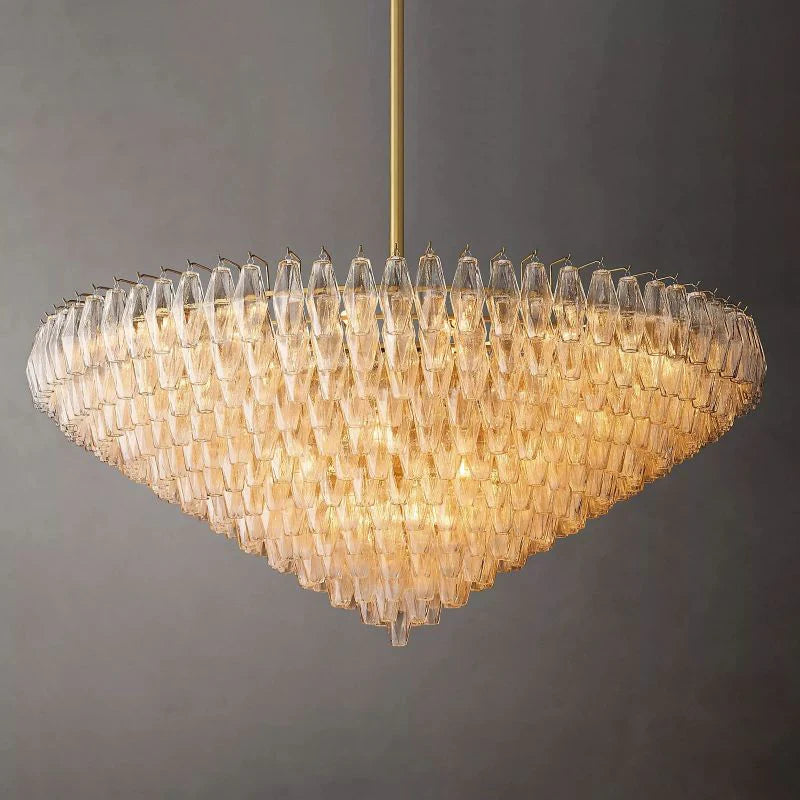 Chiara Glass Multi-Tier Round Chandelier 61" - JutuLight