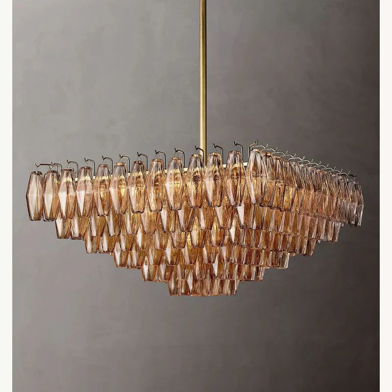 Chiara Glass Multi-Tier Square Chandelier 32"SQ - JutuLight