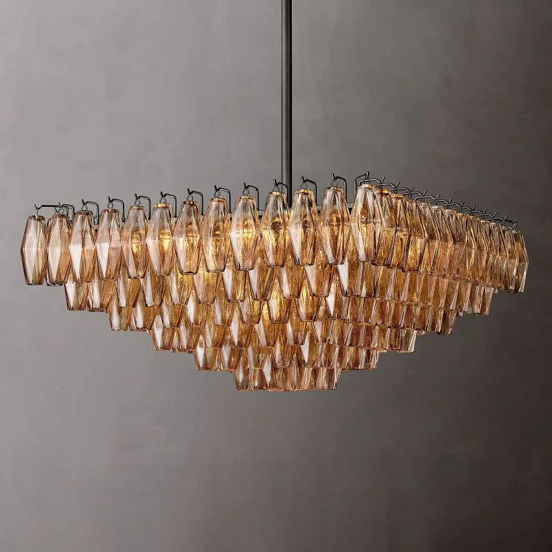 Chiara Glass Multi-Tier Square Chandelier 32"SQ - JutuLight