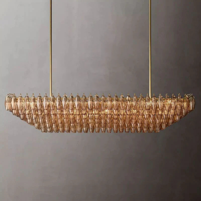 Chiara Glass Tiered Rectangular Chandelier 74" - JutuLight