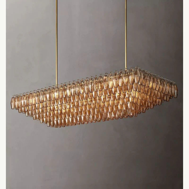 Chiara Glass Tiered Rectangular Chandelier 74" - JutuLight