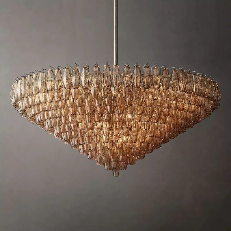 Chiara Glass Multi-Tier Round Chandelier 61" - JutuLight
