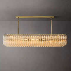 Chiara Clear Glass Rectangular Chandelier 74" - JutuLight