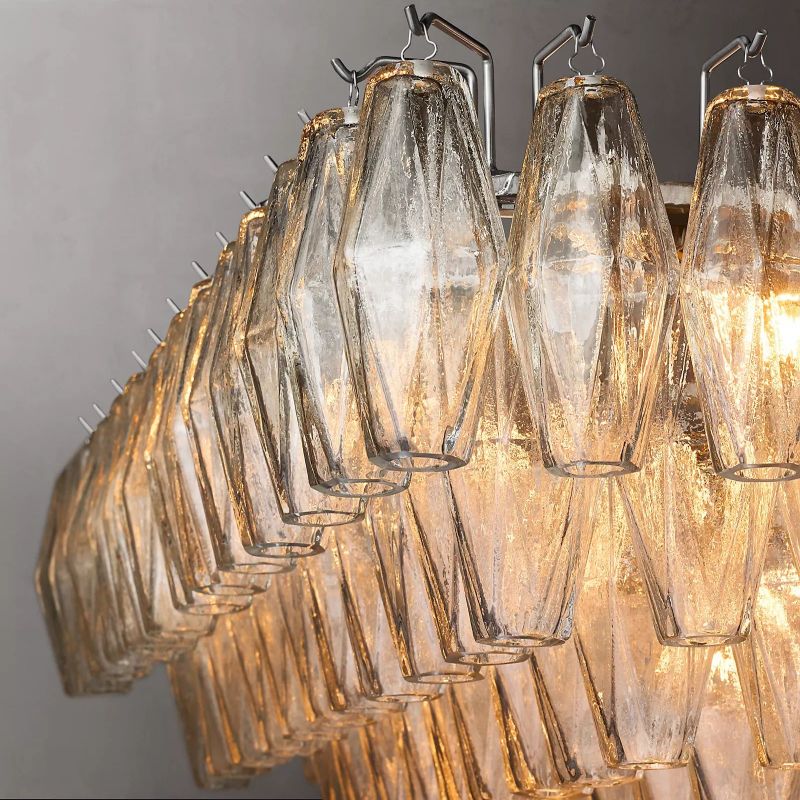Chiara Glass Tiered Rectangular Chandelier 74" - JutuLight