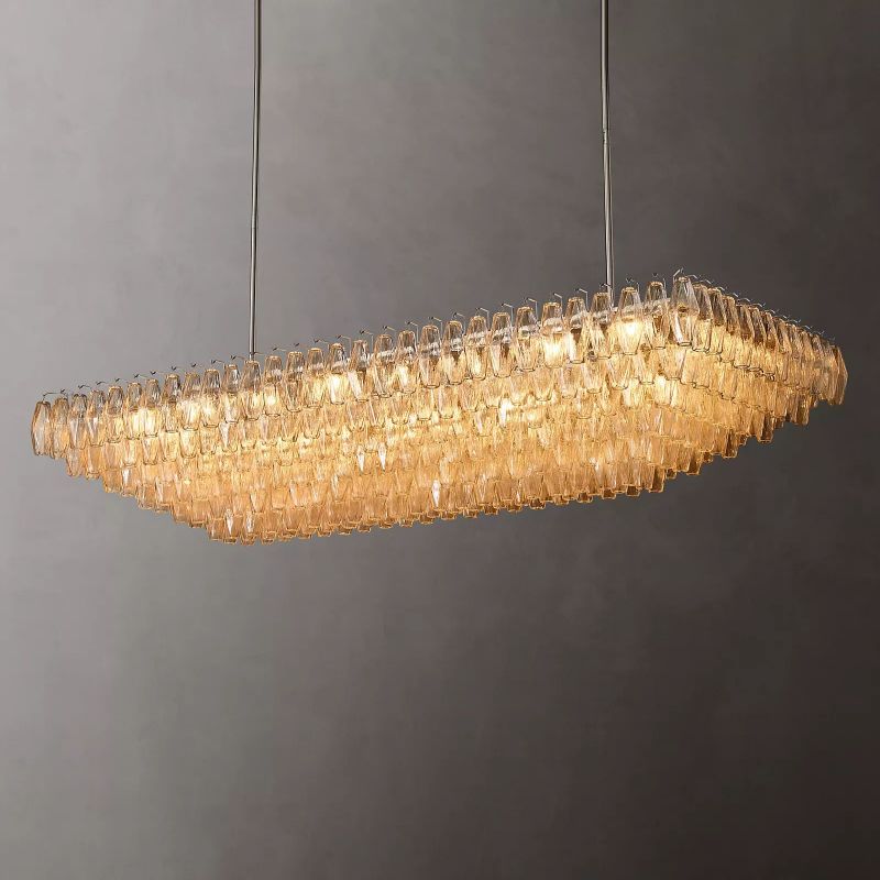 Chiara Glass Tiered Rectangular Chandelier 74" - JutuLight