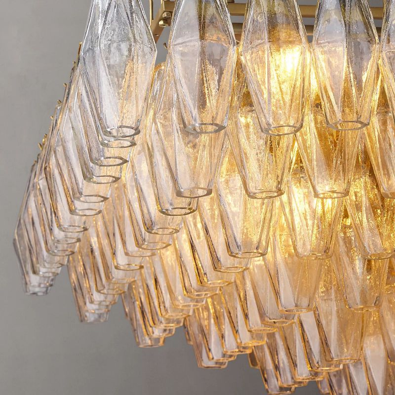 Chiara Glass Tiered Rectangular Chandelier 74" - JutuLight